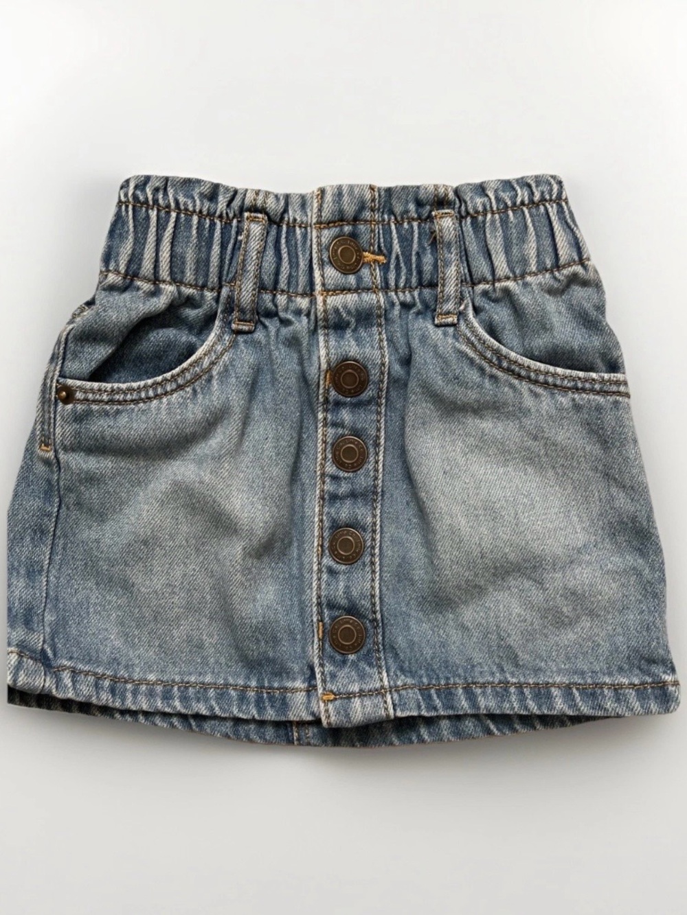 Girls Light Blue Denim Button-Front Skirt